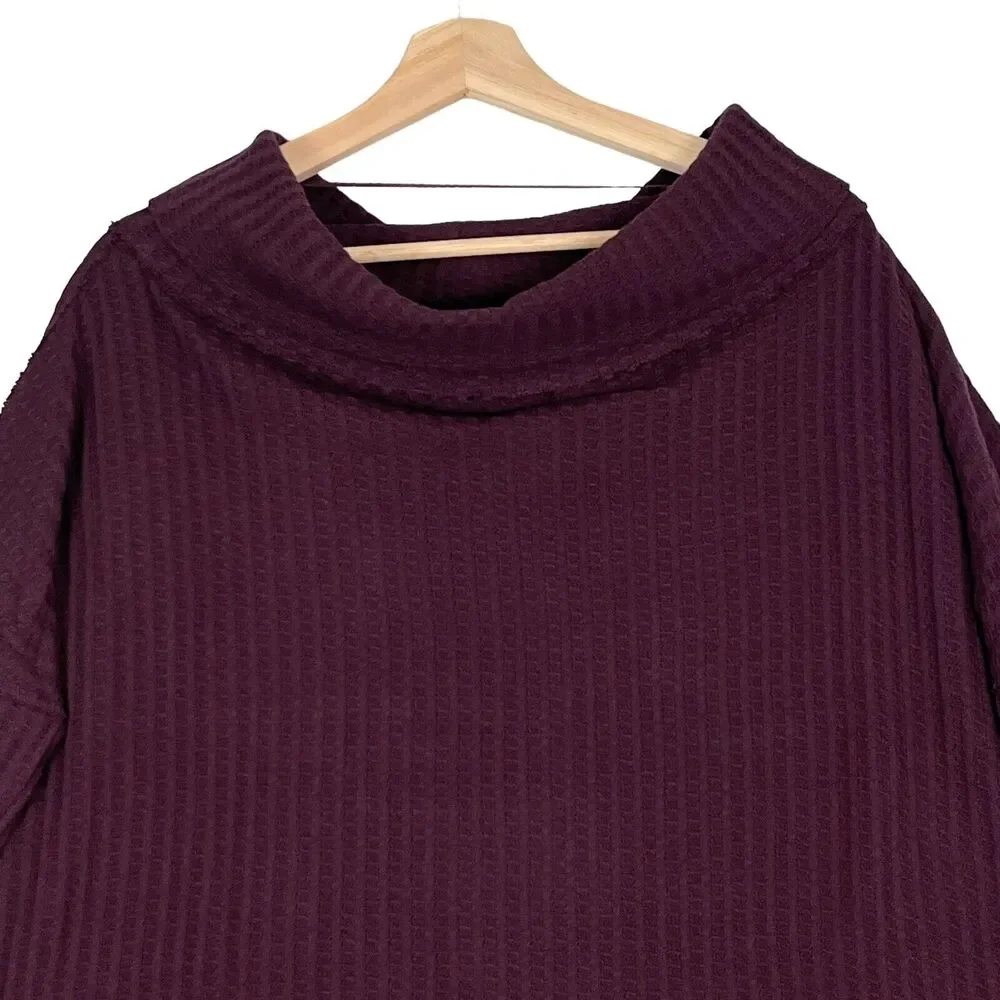Free People Juicy Long Sleeves Top Sz M Split Back In Date Night Thermal Tunic